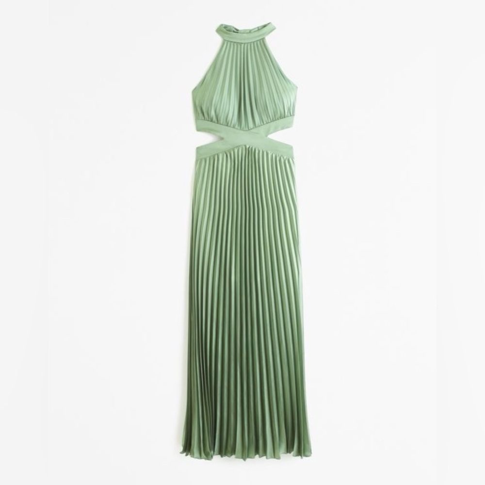 Abercrombie & Fitch The A&F Giselle High-Neck Pleated Cutout Maxi Dress